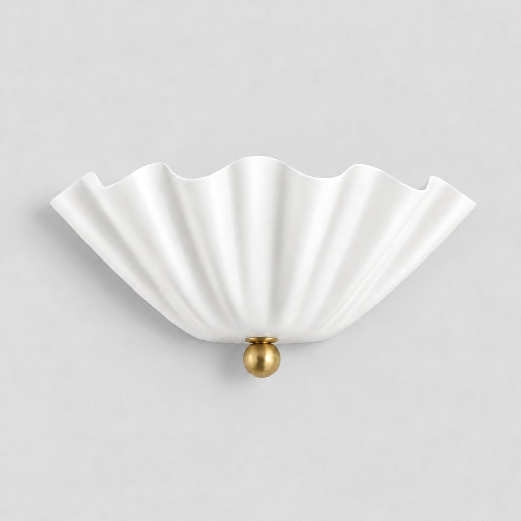 Half Flower Wall Sconce, matt white shade, solid brass wall sconce by BrassBeam
