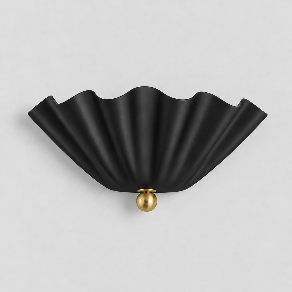Half Flower Wall Sconce, matt black shade, solid brass wall sconce by BrassBeam