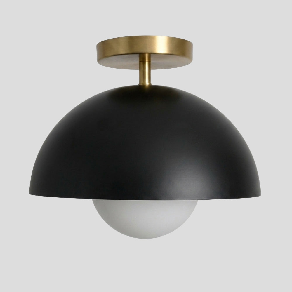Brass Ceiling Light - Dome Black Semi Flush Mount