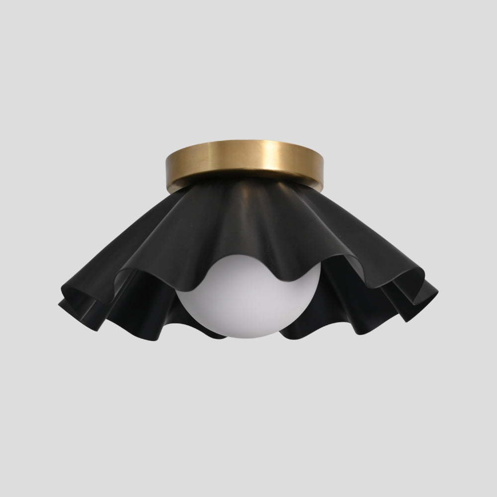Flush Mount Ceiling Light Glass Globe - Matt Black Shade