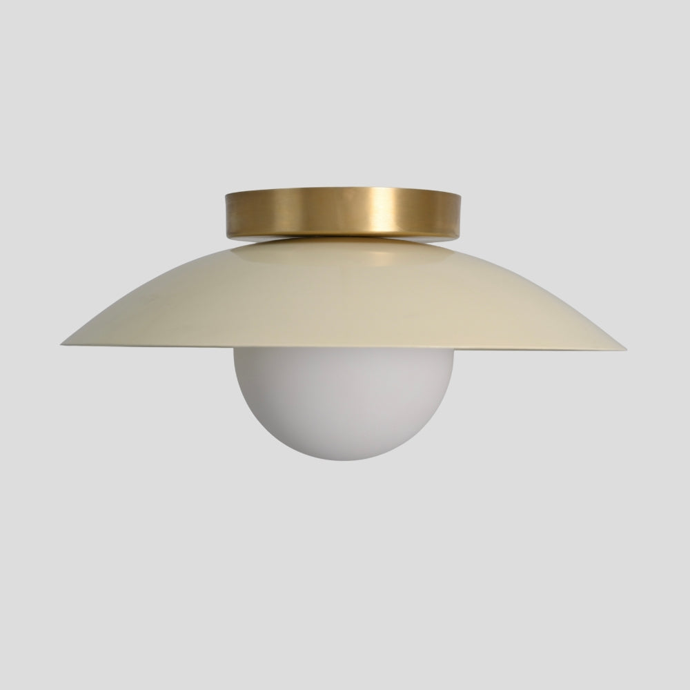 Brass Dome Flush Mount - Glass Globe Cream Shade