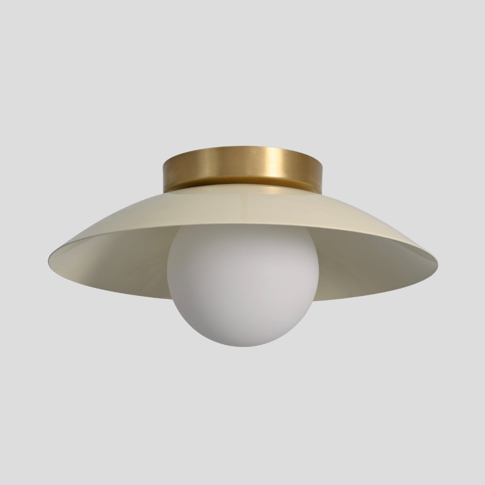 Brass Dome Flush Mount - Glass Globe Cream Shade
