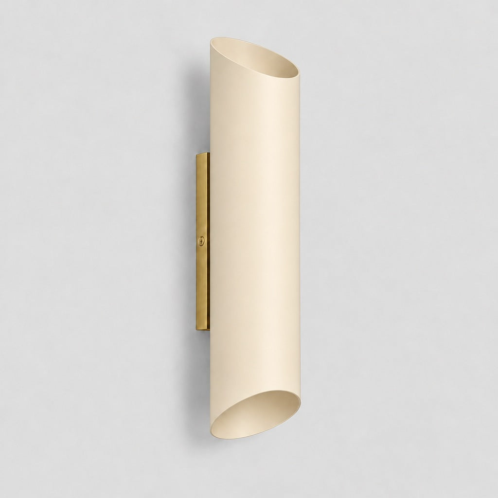 Up Down Wall Sconce, cream shade, solid brass wall sconce by BrassBeam
