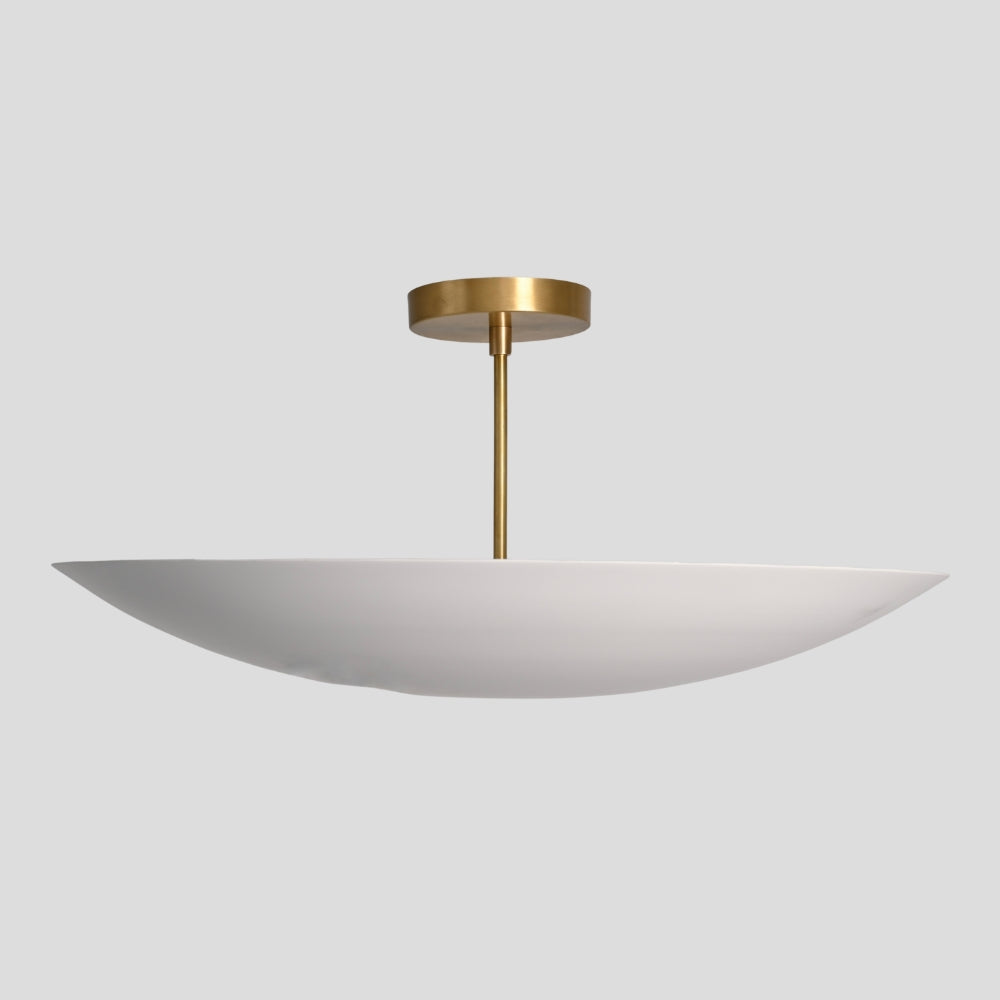 6 Light Ceiling Modern Brass Dome Chandelier - White Shade