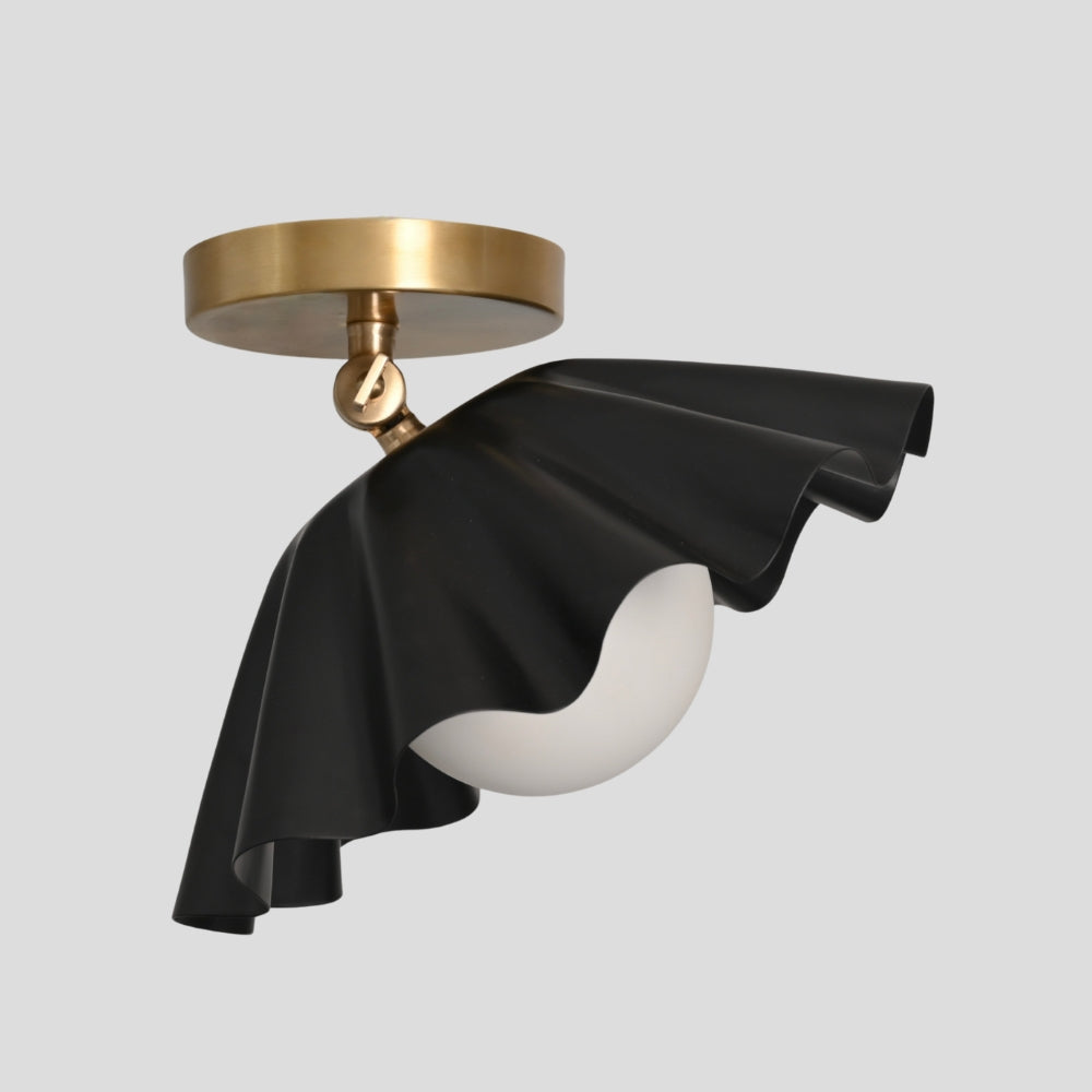 Adjustable Black Flush Mount Ceiling Light Glass Globe