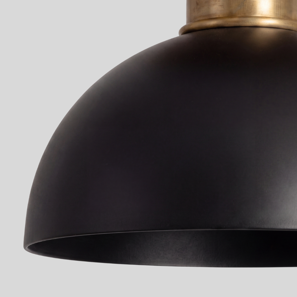 Black Dome Semi Flush Mount - Mid Century Brass Ceiling Light