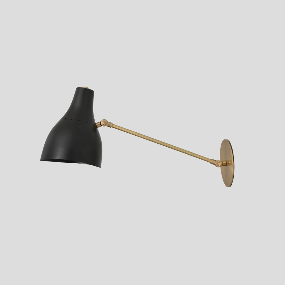Flared Cone Wall Lamp - Long Arm Brass Sconce