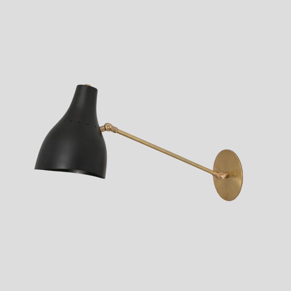 Flared Cone Wall Lamp - Long Arm Brass Sconce