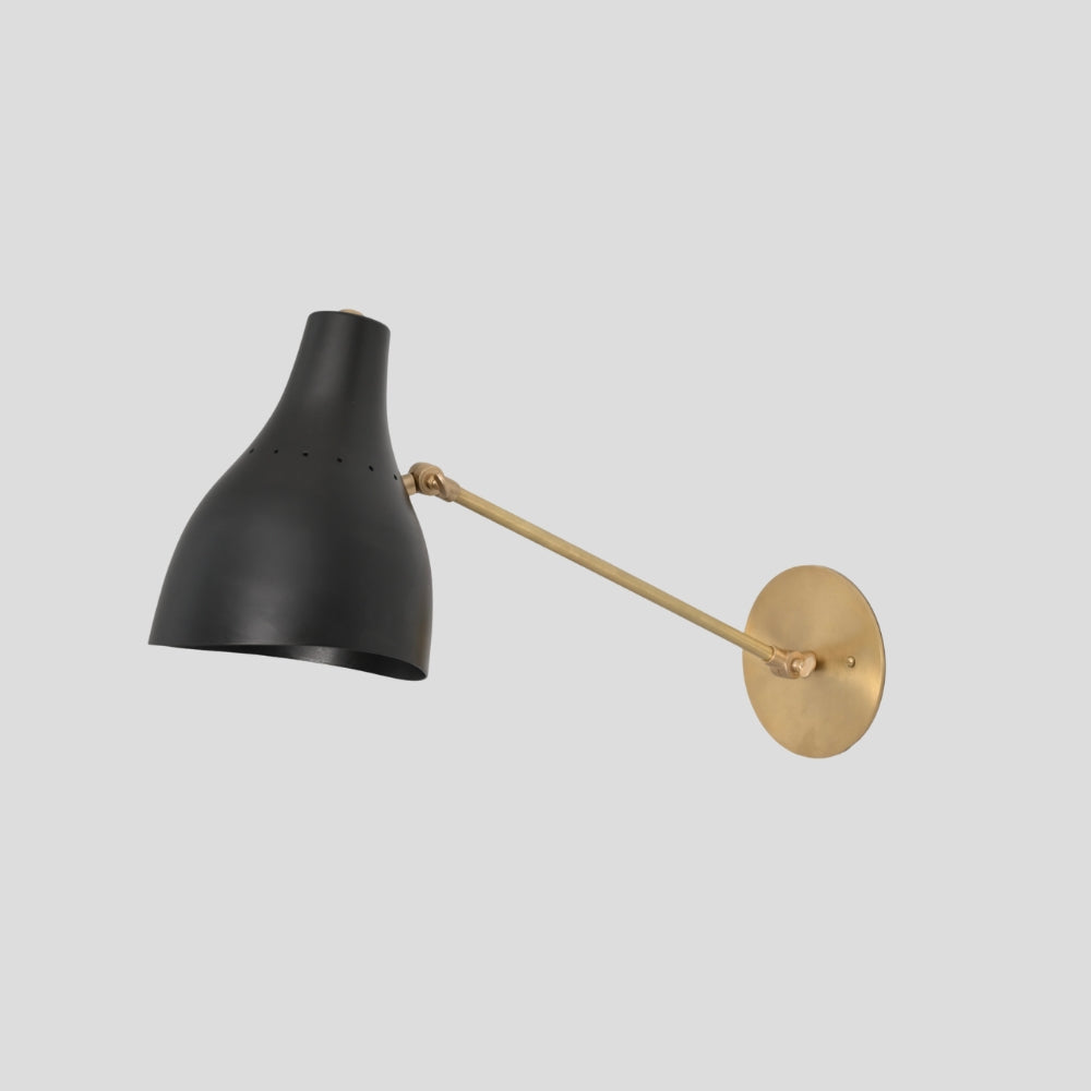 Flared Cone Wall Lamp - Long Arm Brass Sconce