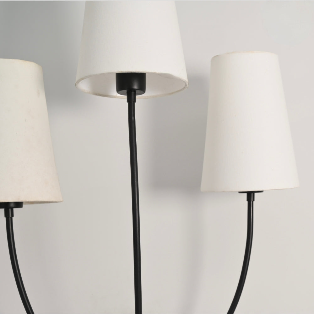 Triple Linen Shade Wall Lamp - Matt Black Sconce