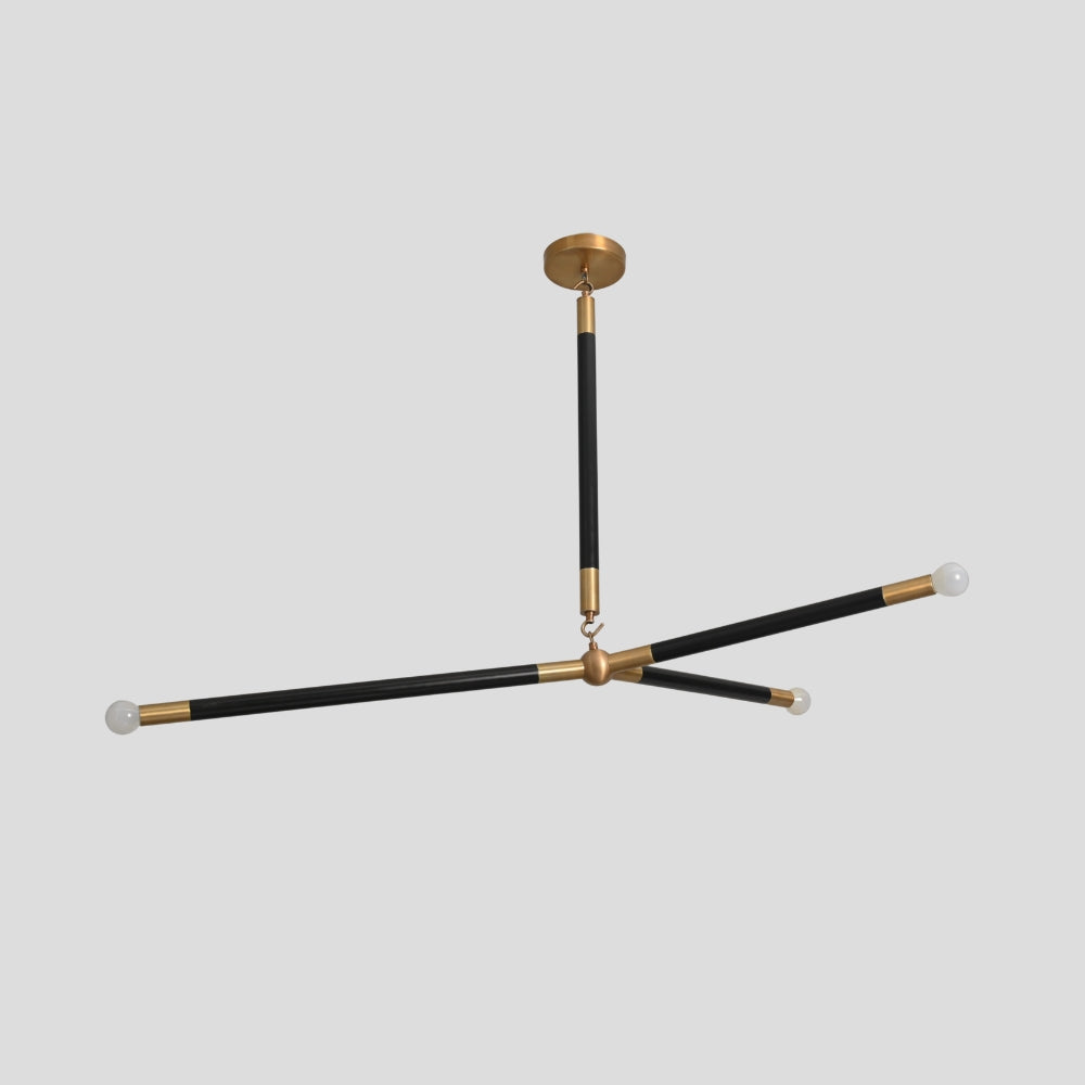Matt Black Brass Chandelier - Three Arm Pendant Light