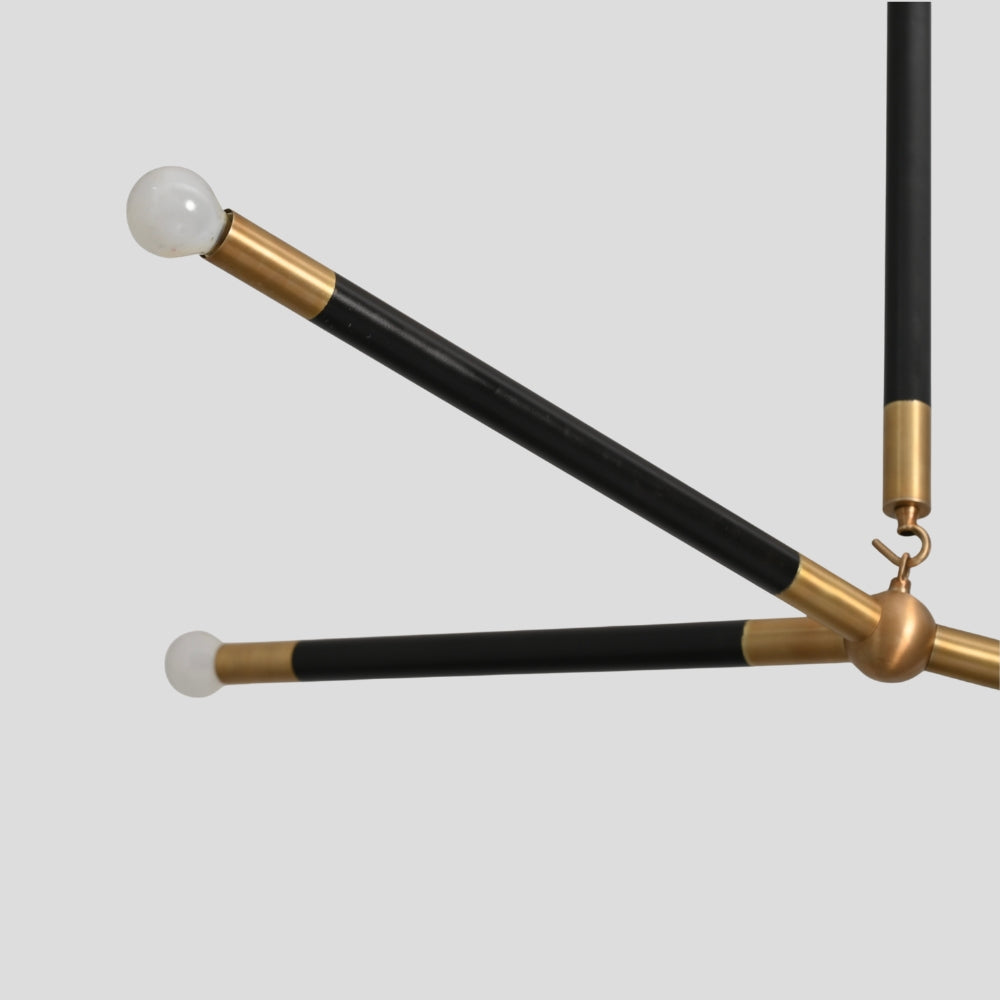 Matt Black Brass Chandelier - Three Arm Pendant Light