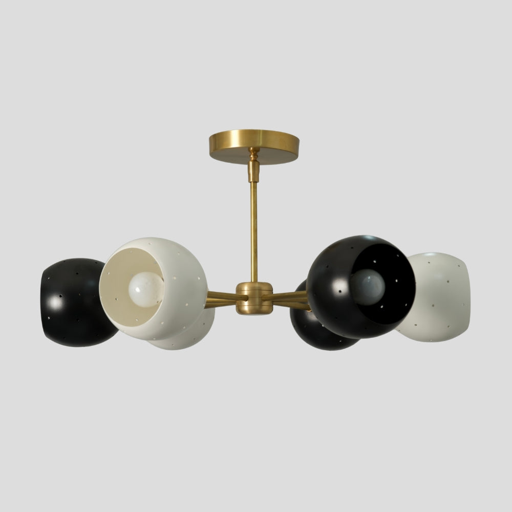 Semi Flush Mount 6 Light Ceiling - Black & White Shade