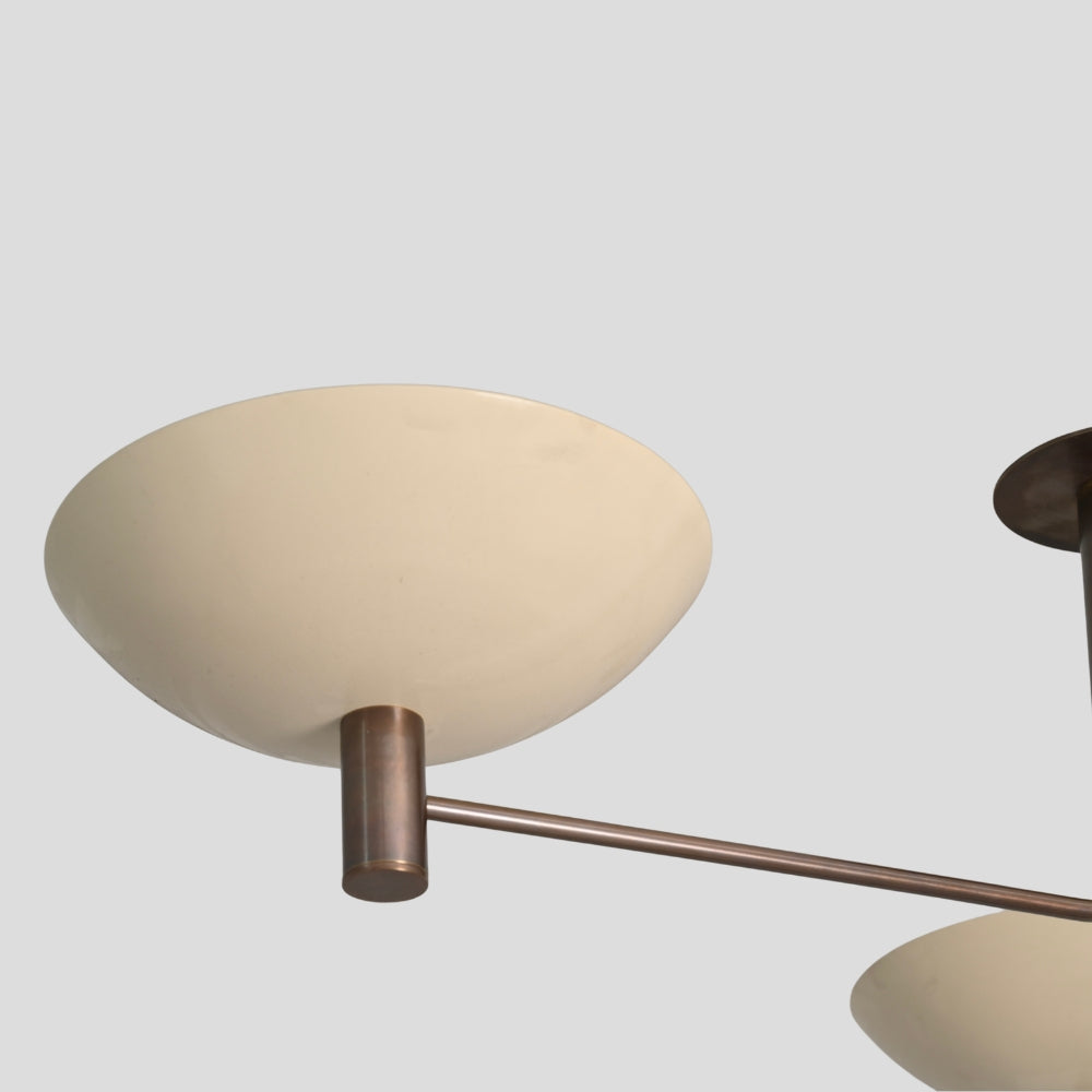 Flush Mount Three Arm - Ceiling Light Dome Cream Shade