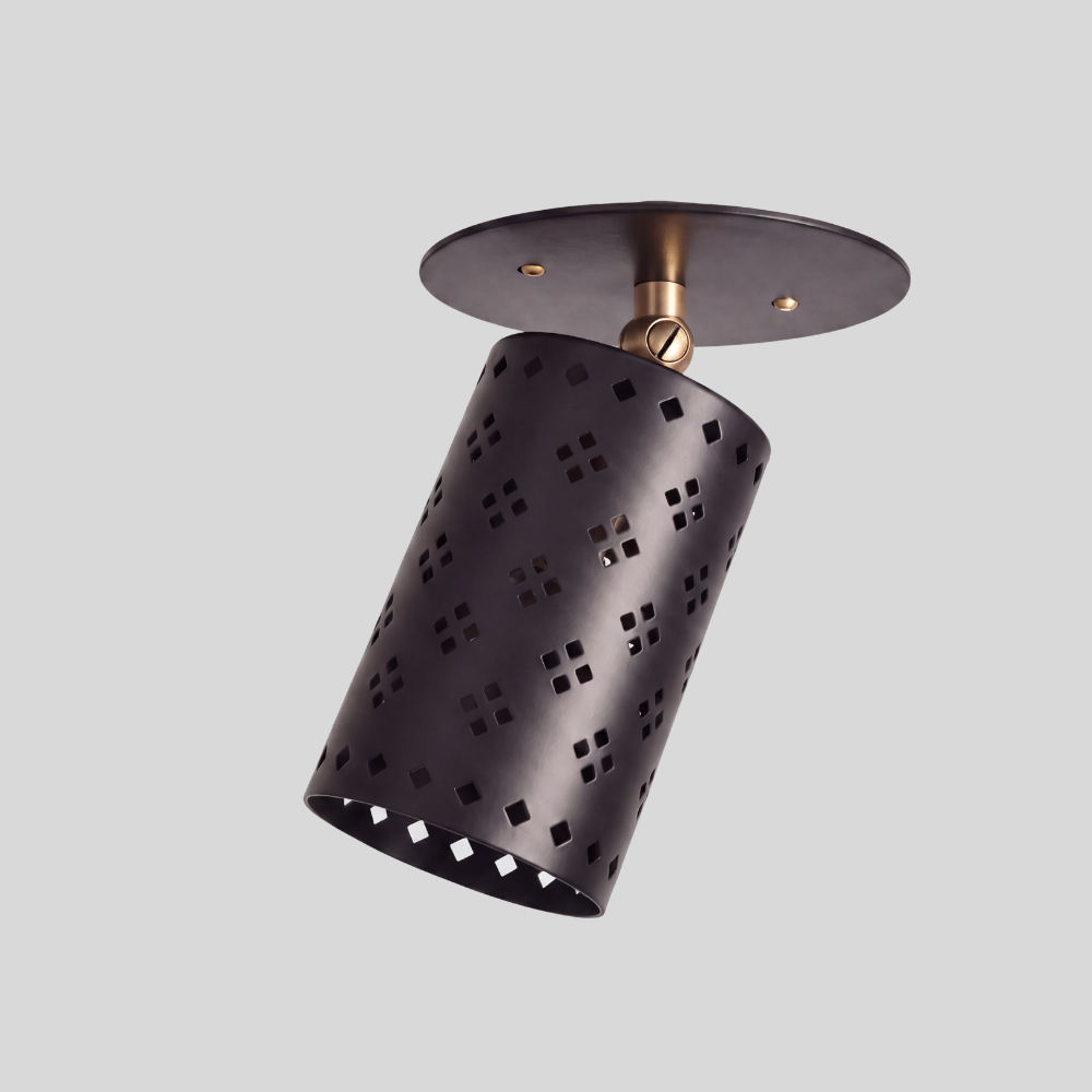 Articulated Black Perforated Spot Light - Diamond Cutout Ceiling Light
