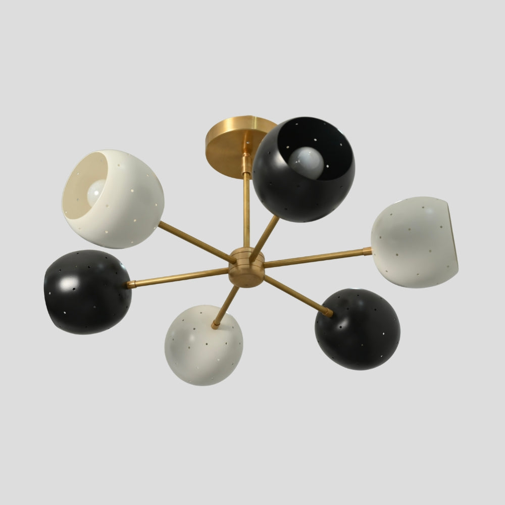 Semi Flush Mount 6 Light Ceiling - Black & White Shade