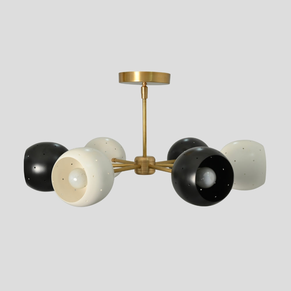 Semi Flush Mount 6 Light Ceiling - Black & White Shade
