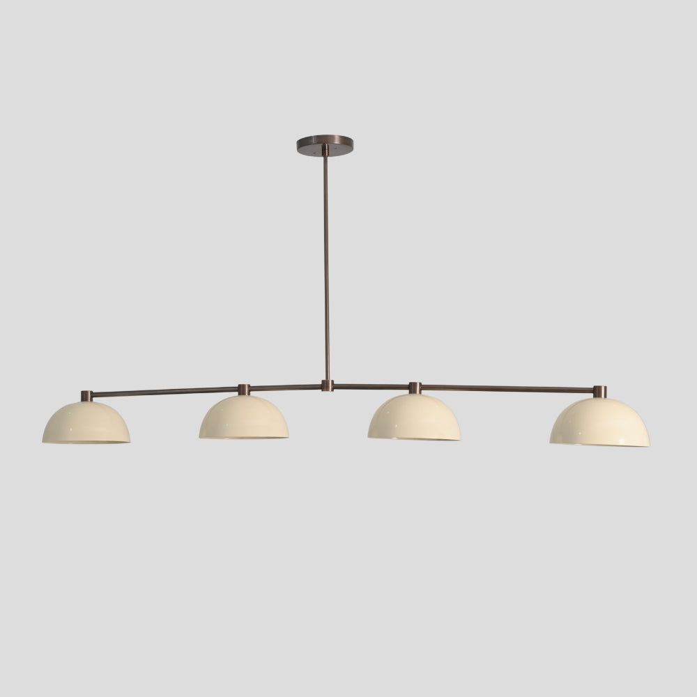 4 Light Linear Dining Chandelier - Downward Shades