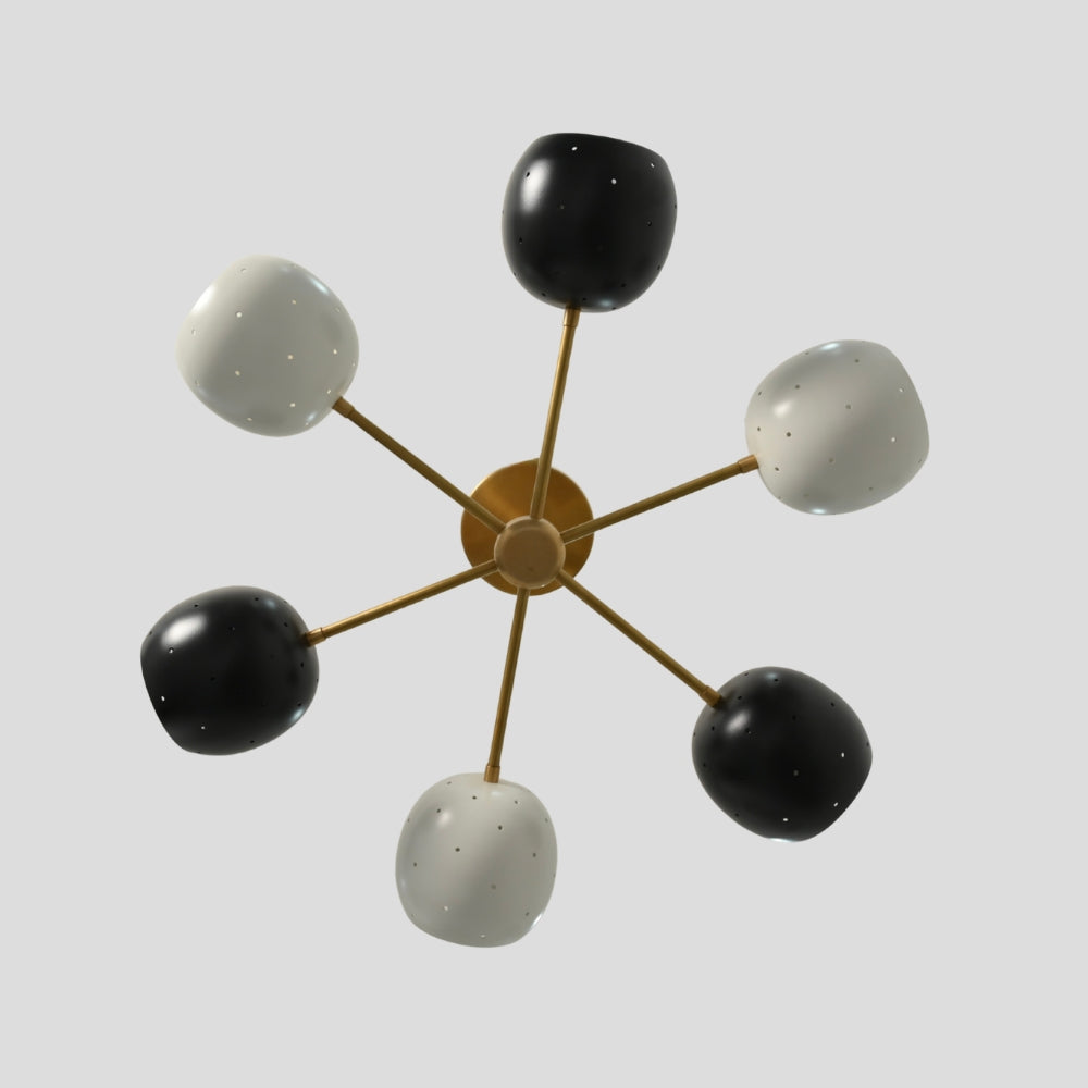 Semi Flush Mount 6 Light Ceiling - Black & White Shade