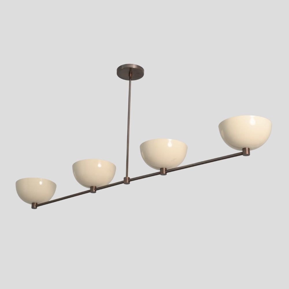 4 Light Linear Dining Chandelier - Upward Shades