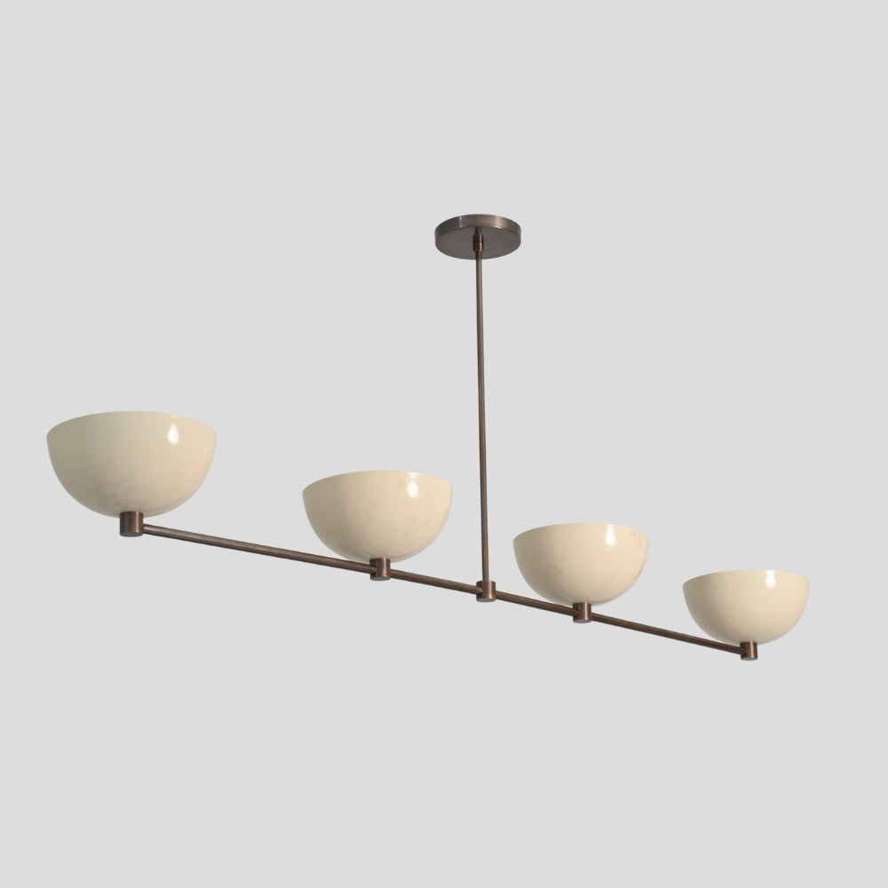 4 Light Linear Dining Chandelier - Upward Shades