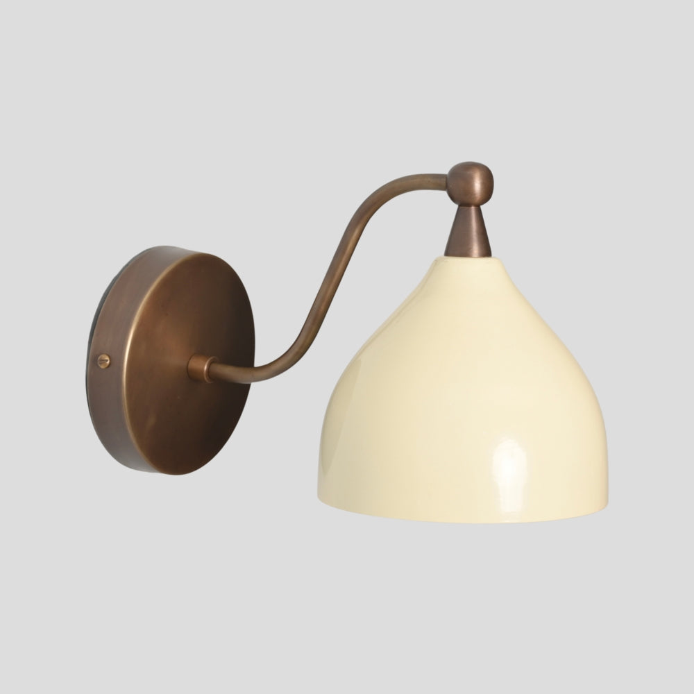 Minimalistic Brass Round Wall Sconce - Cream Shade