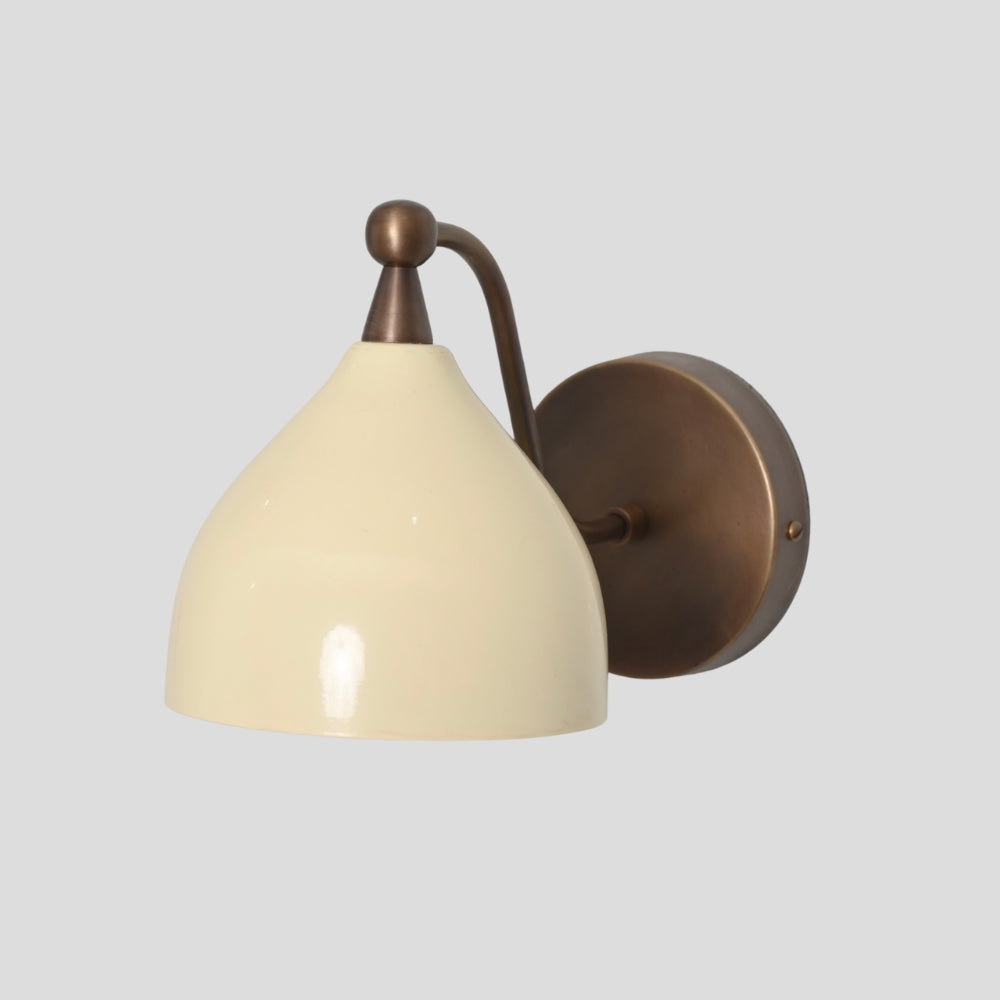 Minimalistic Brass Round Wall Sconce - Cream Shade