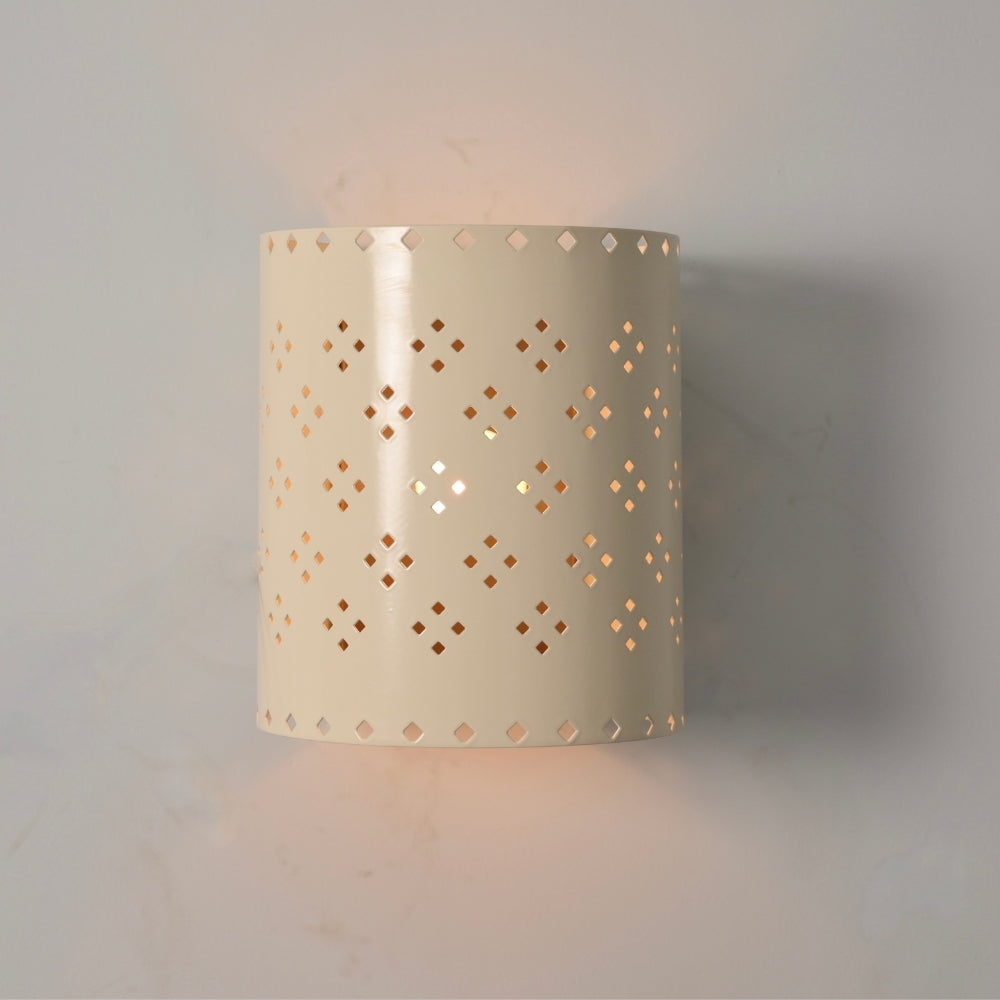 Perforated Wall Lamp - Cream Cylinder Sconce