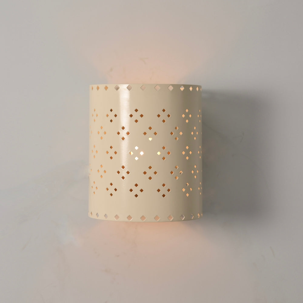 Perforated Wall Lamp - Cream Cylinder Sconce