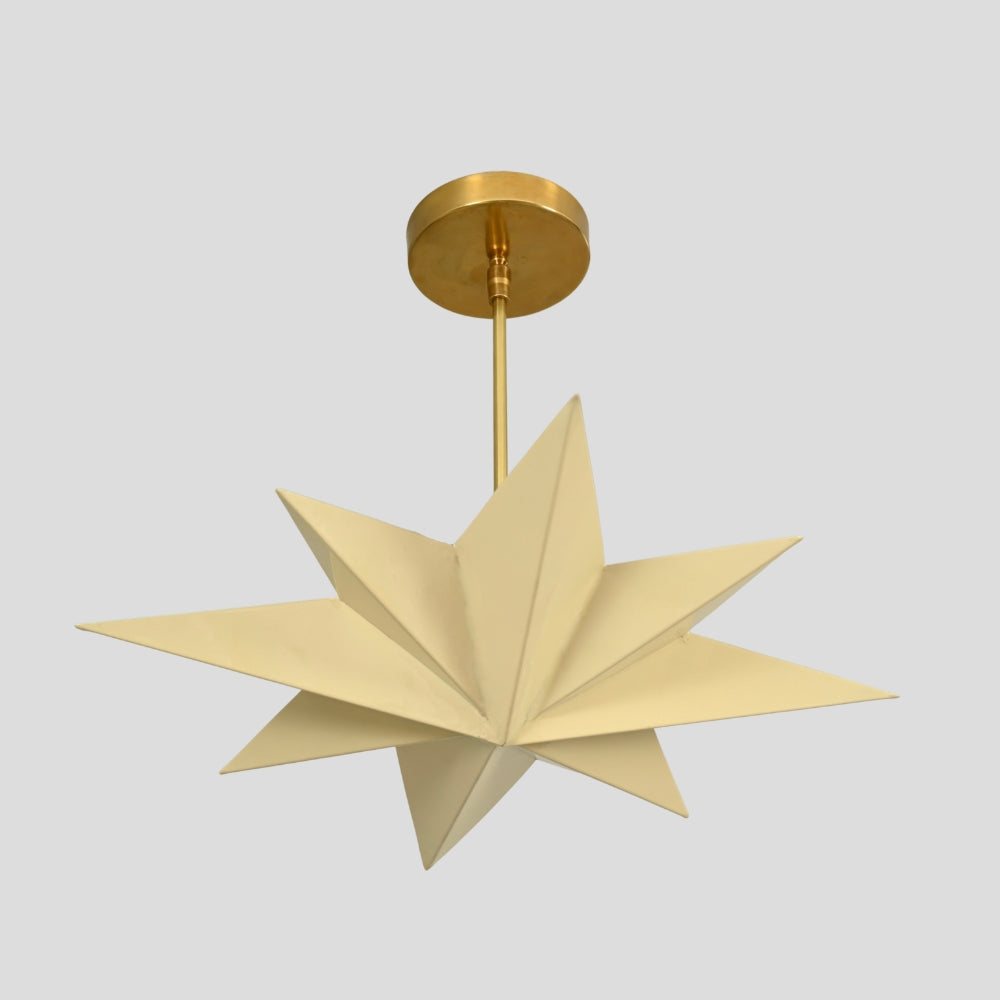 Cream Star Shade - Pendant Light Brass Chandelier