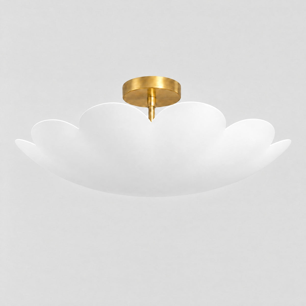 Flower Dome Semi Flush Mount, view from below, solid brass semi flush mount by BrassBeam