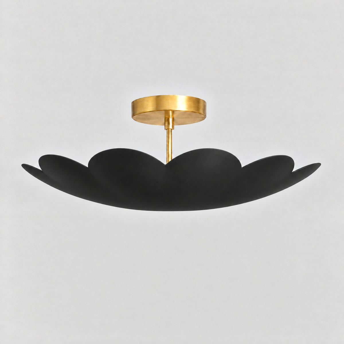 Flower Dome Semi Flush Mount, matt black shade, solid brass semi flush mount by BrassBeam