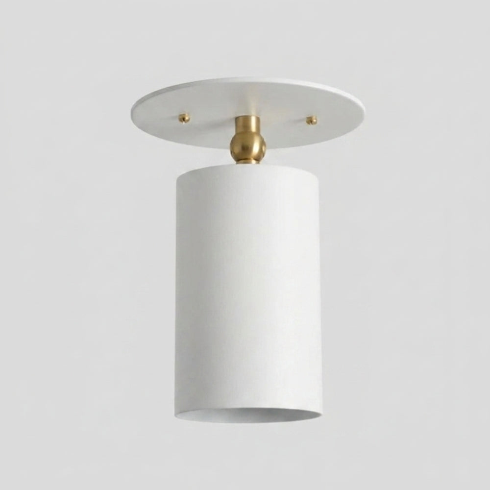 White Cylinder Semi Flush Mount - Articulated Ceiling Spot Light