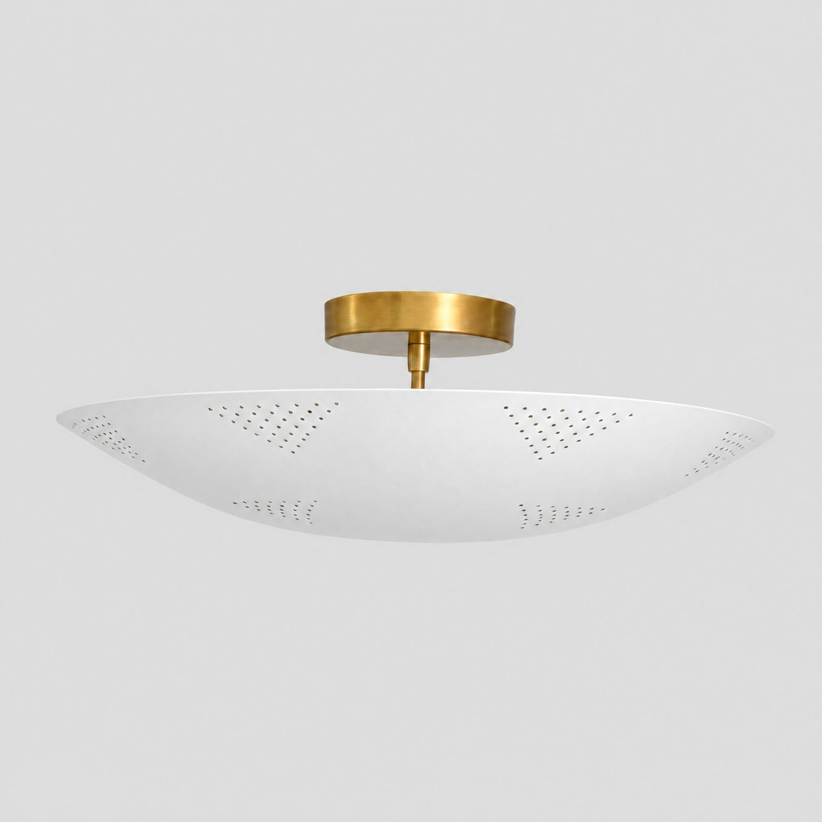 Perforated Dome Semi Flush Mount, matt white shade, solid brass semi flush mount by BrassBeam