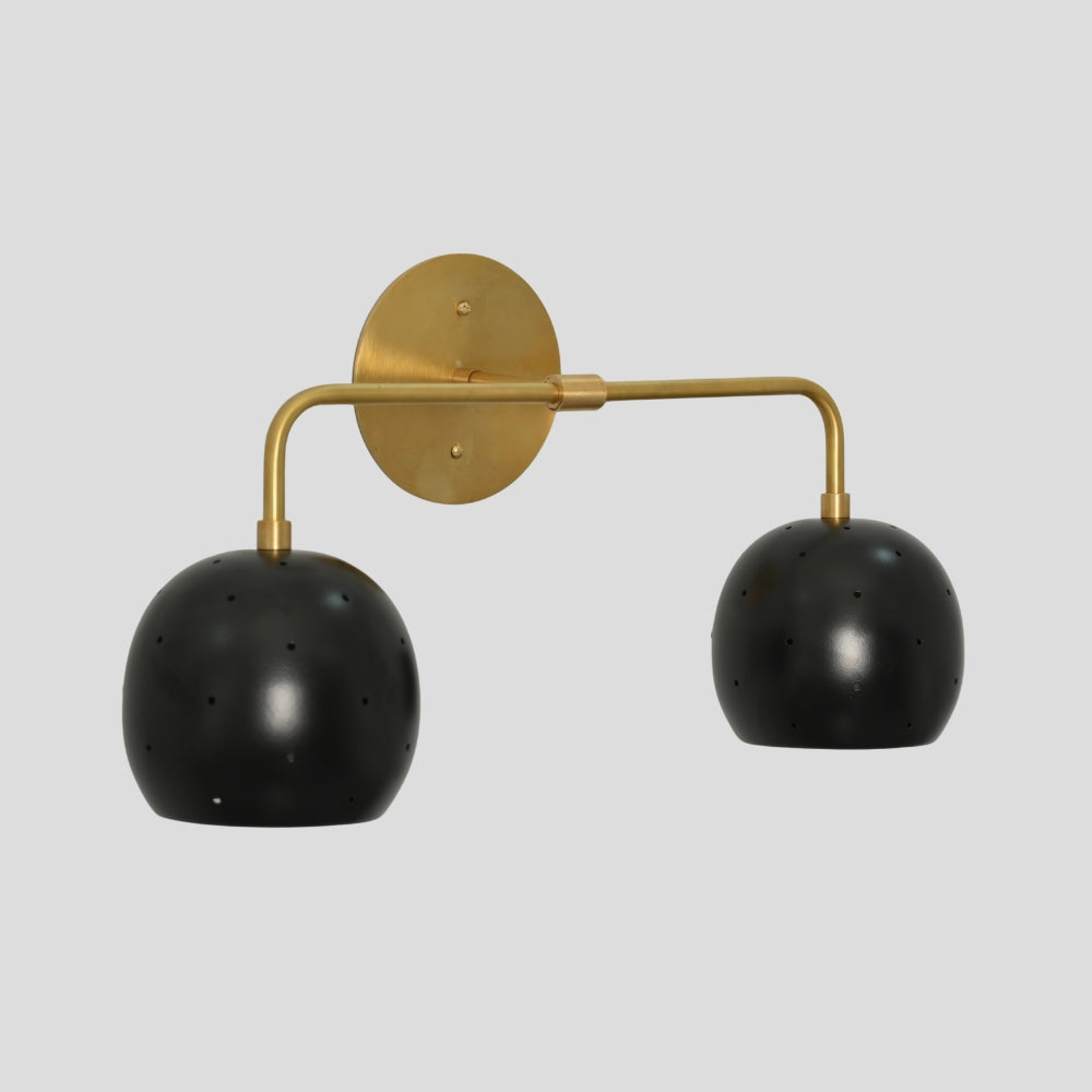 Vanity Light - Brass & Black Ball Shade