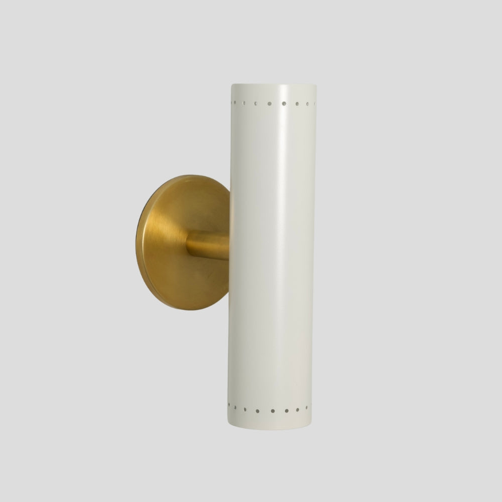Cylinder Wall Sconce - Brass & White Wall Lamp