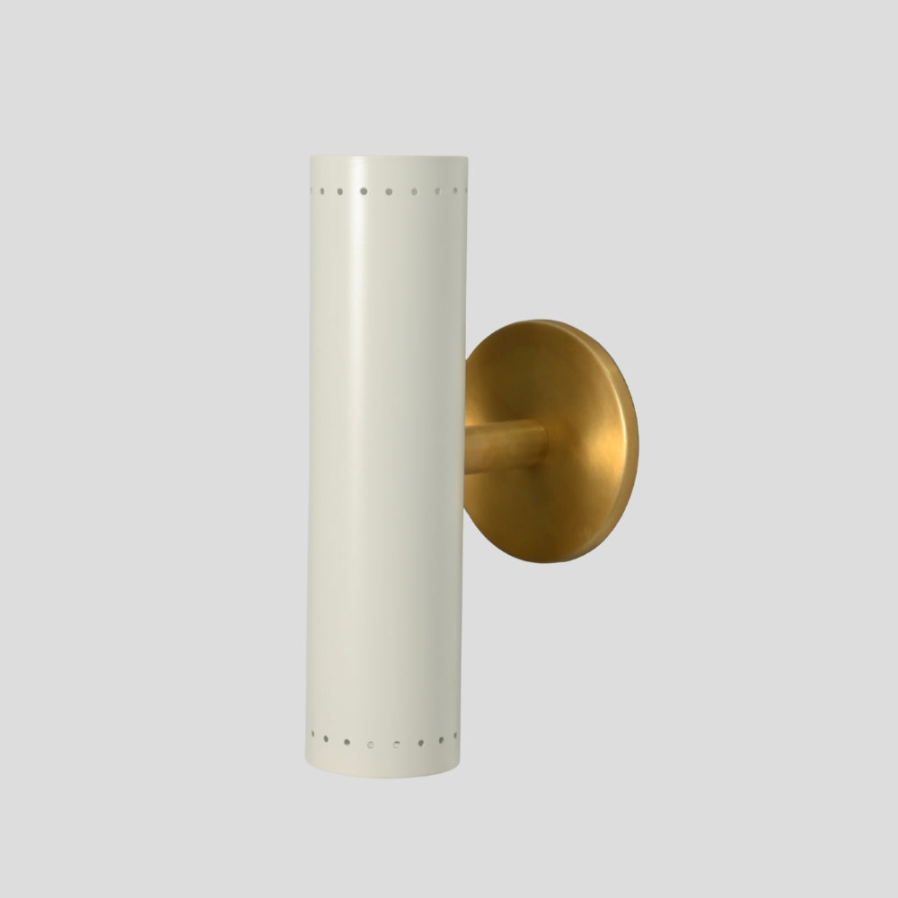 Cylinder Wall Sconce - Brass & White Wall Lamp