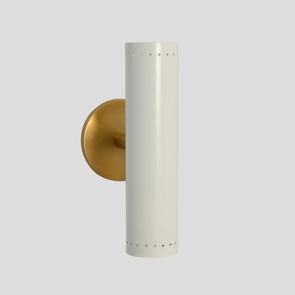 Cylinder Wall Sconce - Brass & White Wall Lamp