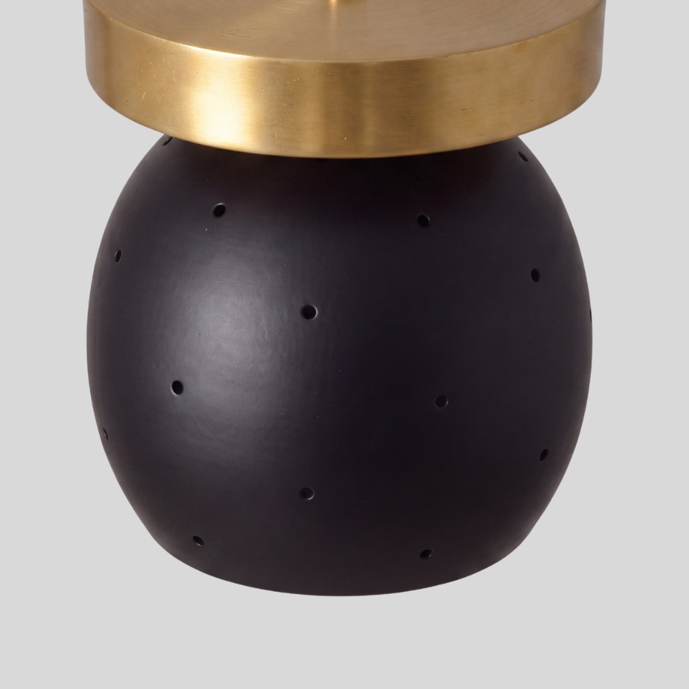 Black Ball Semi Flush Mount - Minimalist Perforated Brass Ceiling Light
