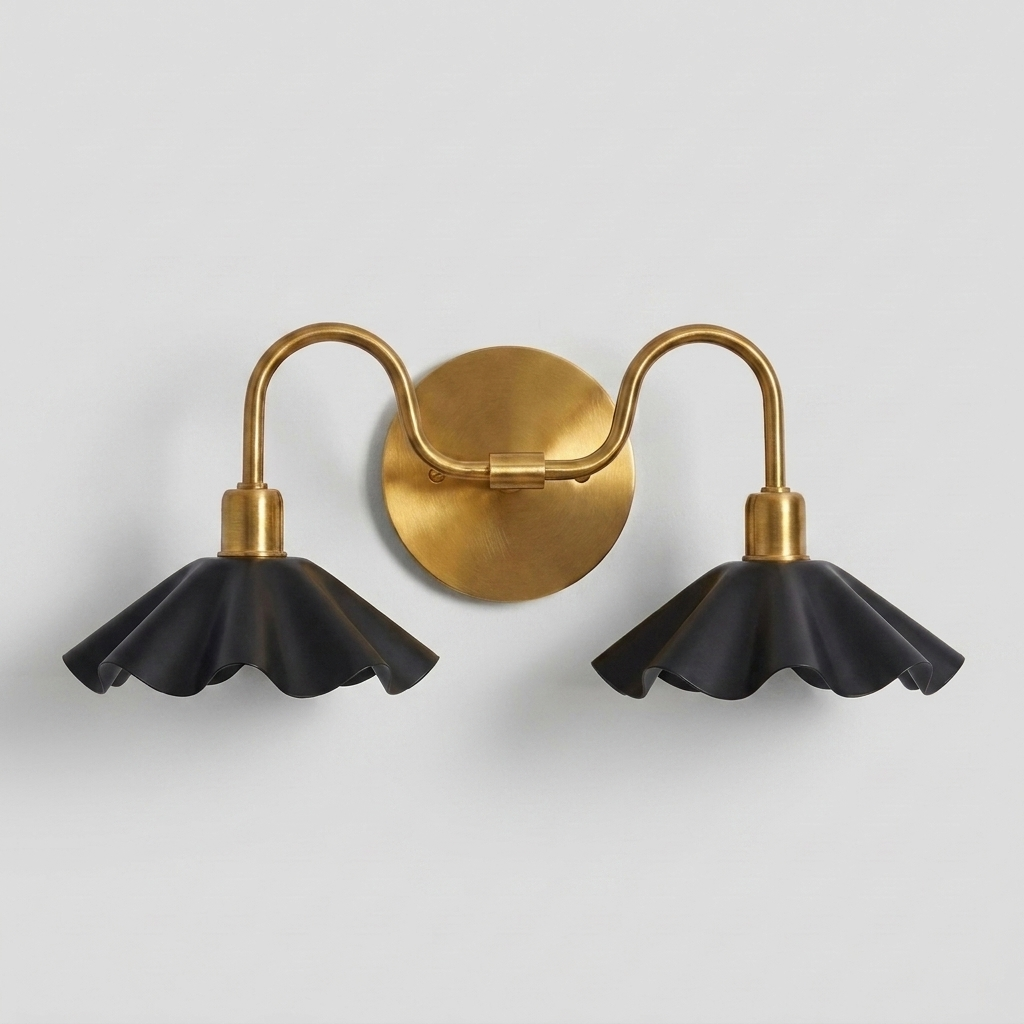 Double Flower Wall Sconce - Brass Vanity Light