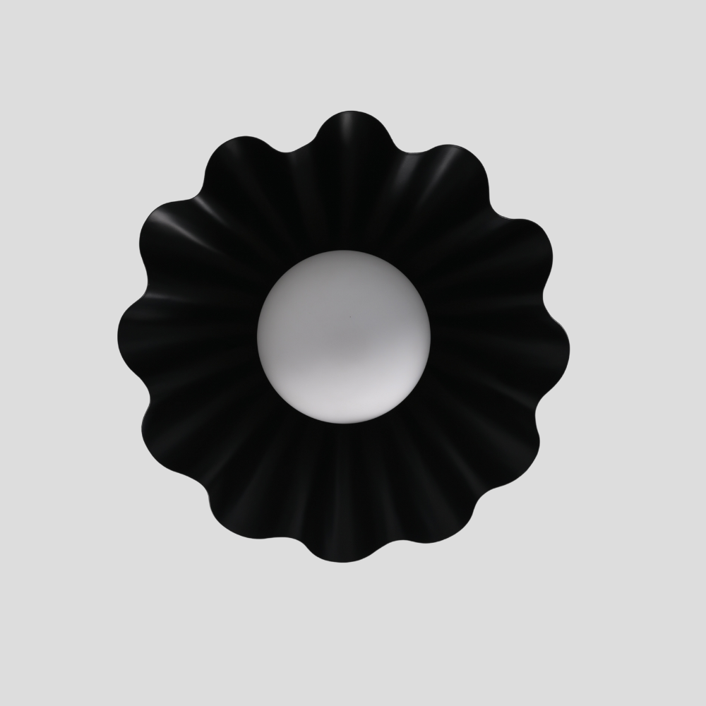Flush Mount Ceiling Light Glass Globe - Matt Black Shade