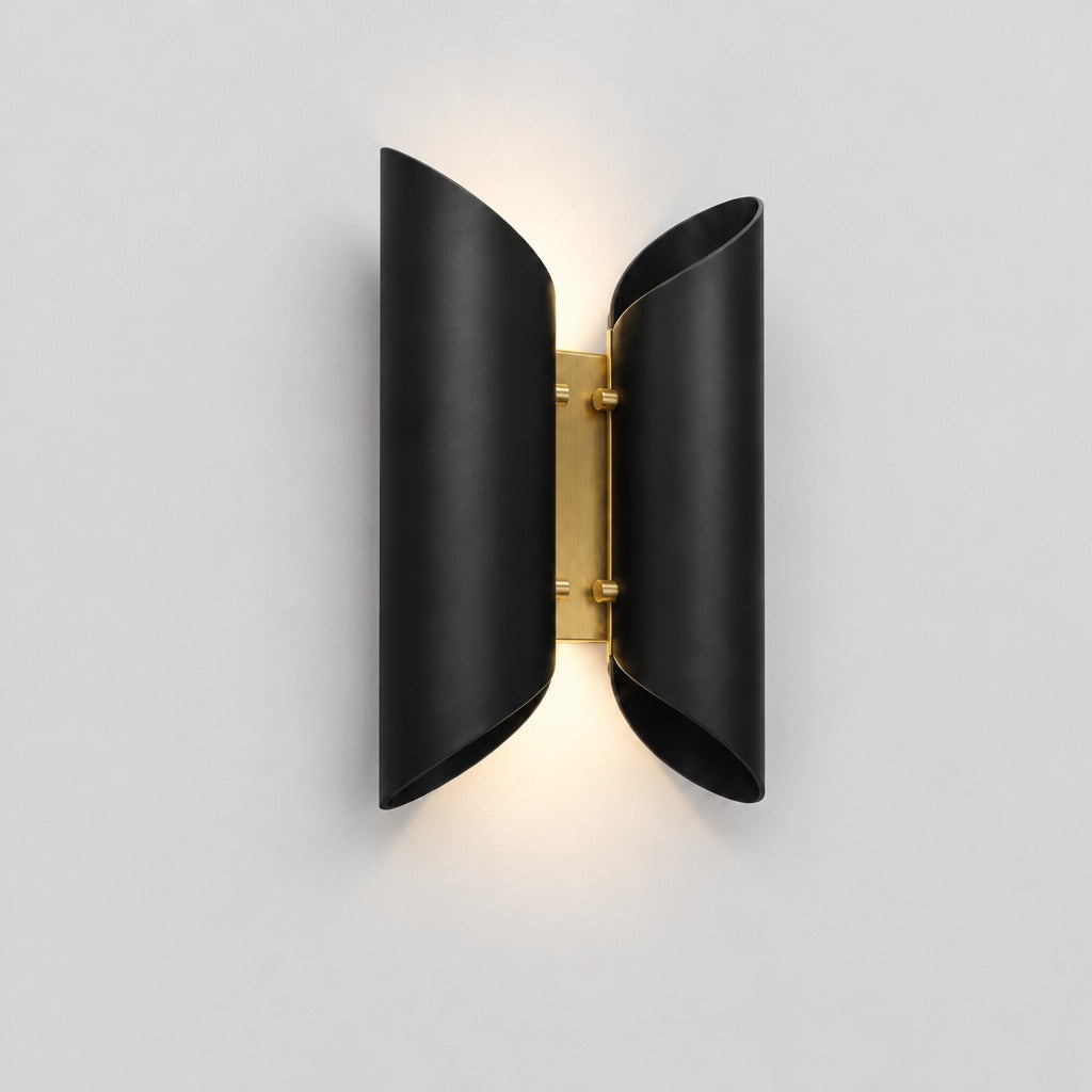Butterfly Wall Sconce, three-quarter view from the left, solid brass wall sconce by BrassBeam