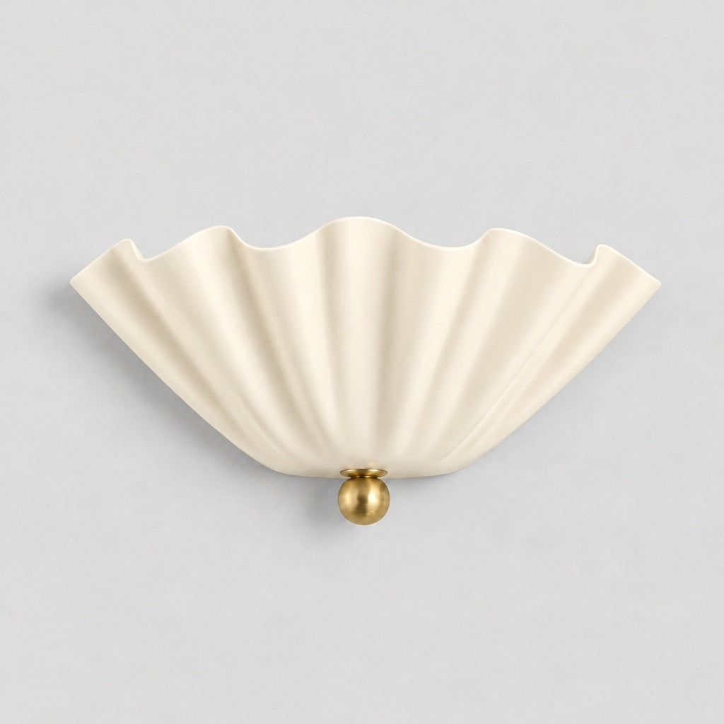 Half Flower Wall Sconce, cream shade, solid brass wall sconce by BrassBeam