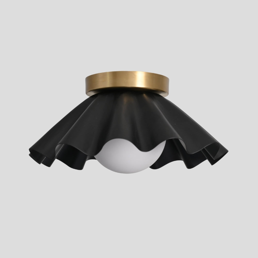 Flush Mount Ceiling Light Glass Globe - Matt Black Shade
