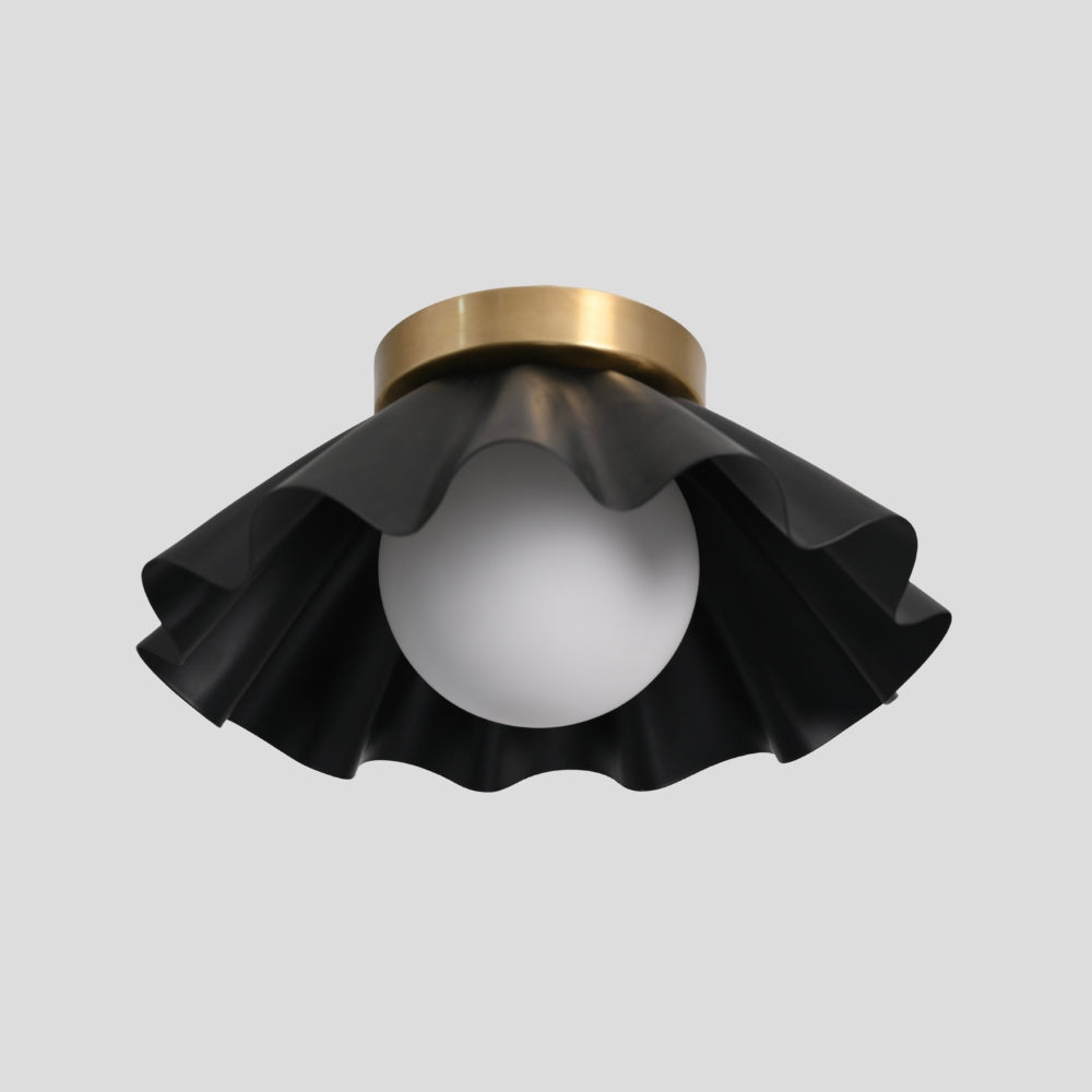 Flush Mount Ceiling Light Glass Globe - Matt Black Shade