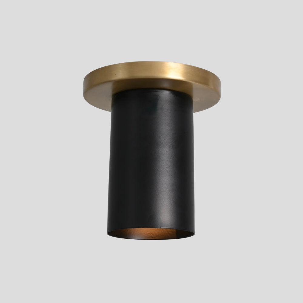 Brass Ceiling Spot Light - Cylinder Matt Black Shade