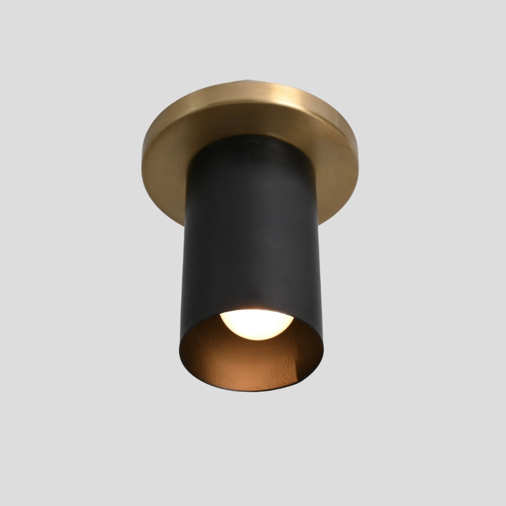 Brass Ceiling Spot Light - Cylinder Matt Black Shade