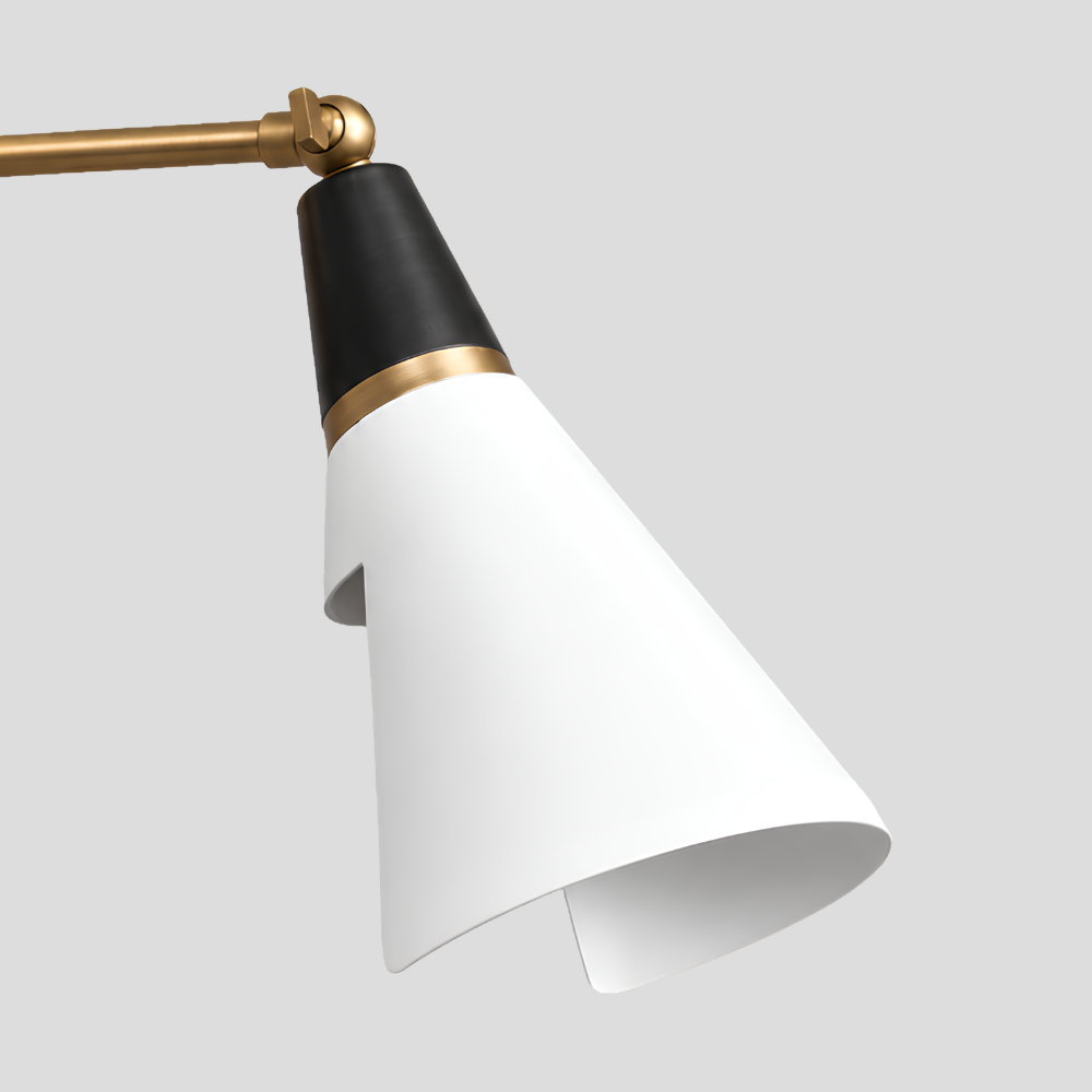 White & Matt Black Adjustable Cone Wall Lamp - Modern Short Brass Spot Sconce