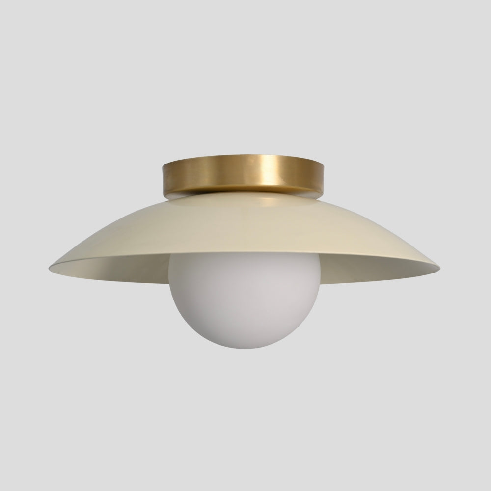 Brass Dome Flush Mount - Glass Globe Cream Shade