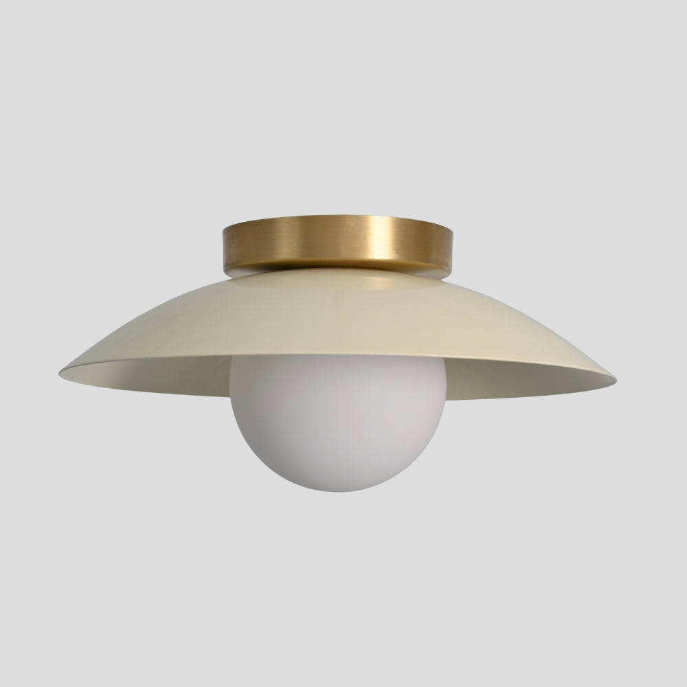 Brass Dome Flush Mount - Glass Globe Cream Shade